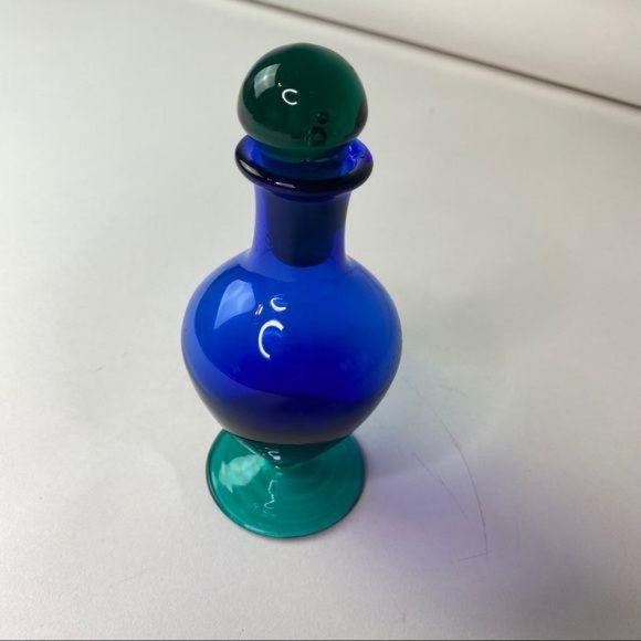 Vintage Blue Green Glass Bottle Jar Ombre Decanter - Picture 6 of 13